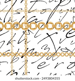 letters on black background with seamless pattern.