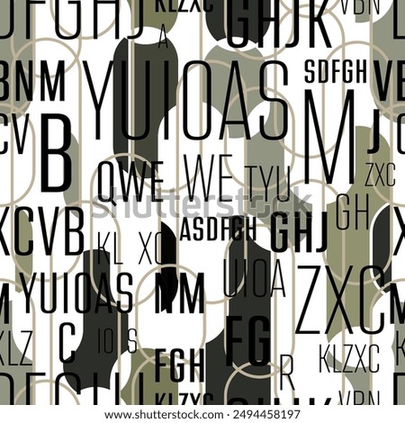 letters on black background with seamless pattern.