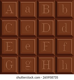 Letters on Chocolate Bar :Vector Illustration