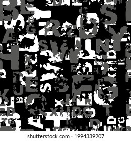 letters on gray background with seamless pattern.