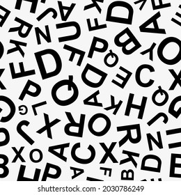 letters on gray background with seamless pattern.
