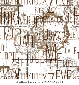 letters on gray background with seamless pattern.
