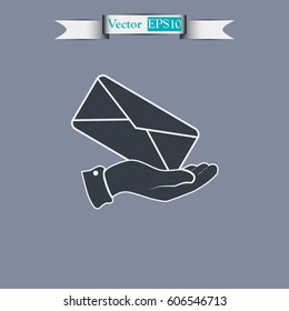letters on the hand icon vector illustration flat design