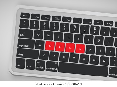 Letters on keyboard form a word, vector illustration