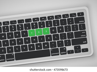 Letters on keyboard form a word, vector illustration