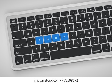 Letters on keyboard form a word, vector illustration