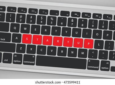Letters on keyboard form a word, vector illustration