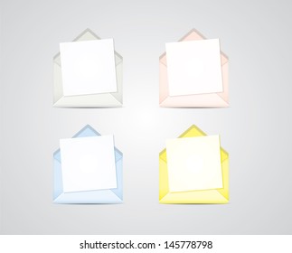 Letters on opened envelopes.