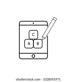 letters on the tablet a b c icon on white background