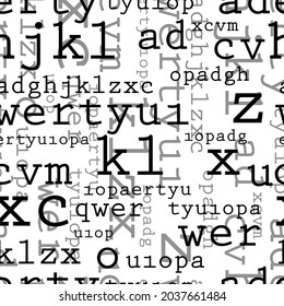 letters on white background with seamless pattern.