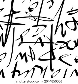 letters on white background with seamless pattern.
