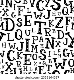 Buchstaben auf weißem Hintergrund mit nahtlosem Muster.