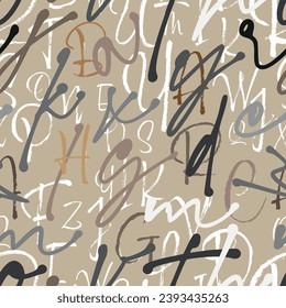 letters on white background with seamless pattern.