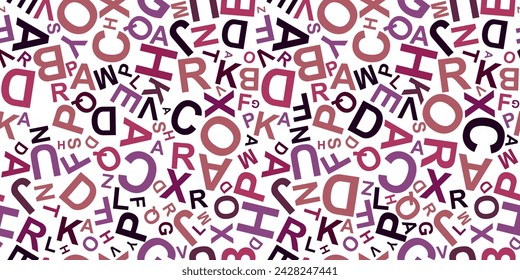 letters on white background with seamless pattern.