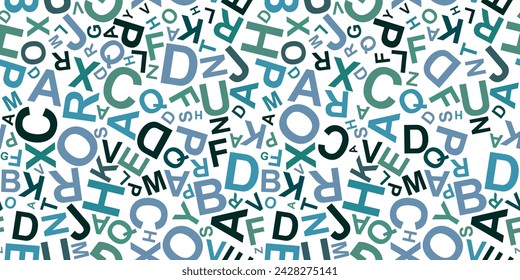 letters on white background with seamless pattern.