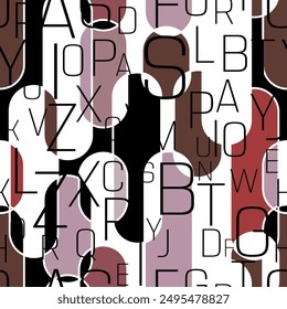 letters on white background with seamless pattern.