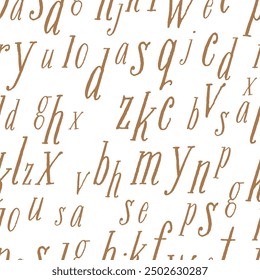 letters on white background with seamless pattern.