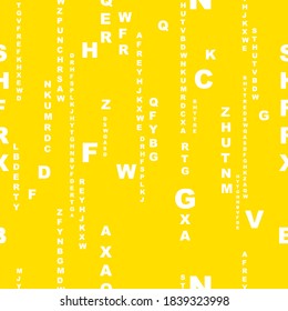 letters on yellow background with seamless pattern.