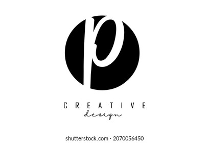 Letters OP logo with a minimalist design. Letters O and P with geometric and handwritten typography. Creative Vector Illustration with letters.