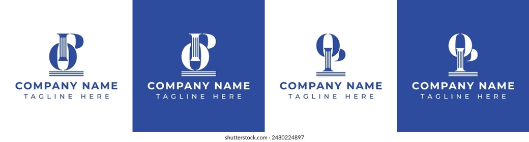 Letters OP and PO Pillar Logo Set, suitable for business with PO and OP related to Pillar