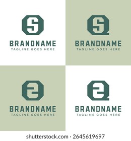 Letras OS QS OZ QZ Monogram Logo Set, para iniciais SO SQ ZO ZQ