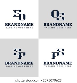 Letters SO OS SP PS Monogram Logo Set, for business with SO OS SP PS initials