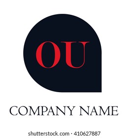 letters OU rounded square shape icon logo red