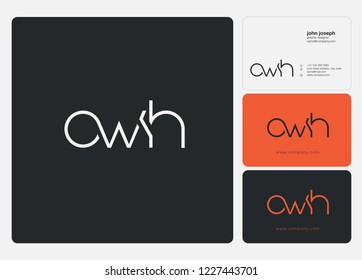 Letters OWH joint logo icon with business card vector template.