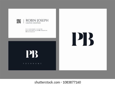 Letters P B, P & B joint logo icon with business card vector template.