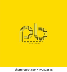 Letters P B joint logo icon. Stroke letter vector element.
