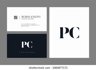 Letters P C, P & C joint logo icon with business card vector template.