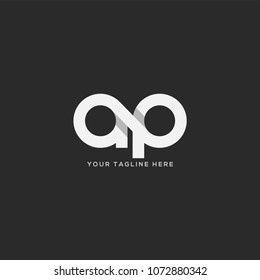 Letters A P, A & P Company logo icon in grey and white colour vector element.
