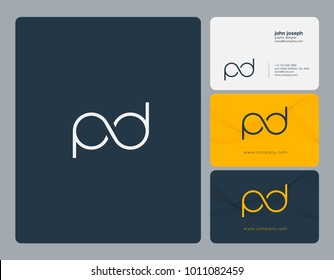 Letters P D, P & D joint logo icon with business card vector template.
