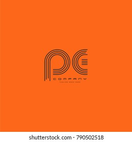 Letters P E joint logo icon. Stroke letter vector element.
