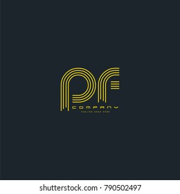 Letters P F joint logo icon. Stroke letter vector element.
