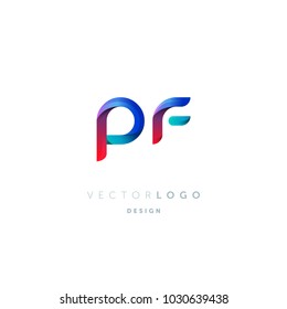 Letters P F logo, multi colour letters icon vector template.

