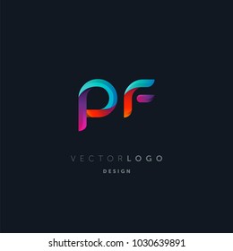 Letters P F logo, multi colour letters icon vector template.

