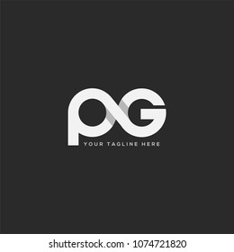 Letters P G, P & G Company logo icon in grey and white colour vector element.