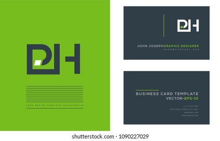 Letters P & H joint logo icon with business card vector template.
