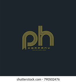 Letters P H joint logo icon. Stroke letter vector element.
