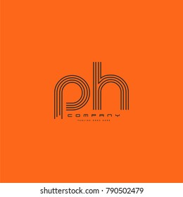 Letters P H joint logo icon. Stroke letter vector element.
