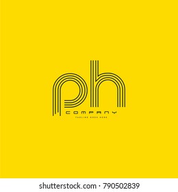 Letters P H joint logo icon. Stroke letter vector element.
