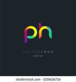 Letters P H logo, multi colour letters icon vector template.

