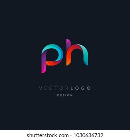 Letters P H logo, multi colour letters icon vector template.

