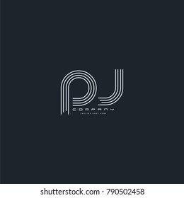 Letters P J joint logo icon. Stroke letter vector element.

