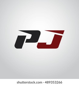 The letters P and J logo automotive black and red colored