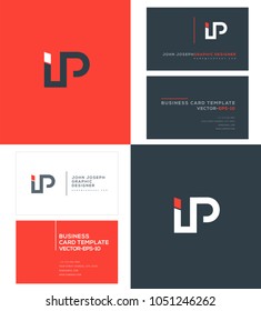 Letters I P, I & P joint logo icon with business card vector template.