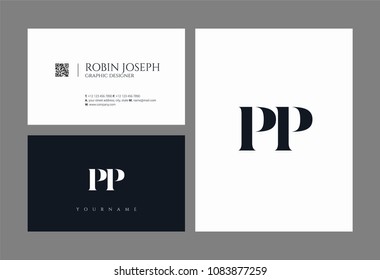 Letters P P, P & P joint logo icon with business card vector template.