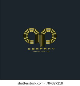 Letters A & P joint logo icon. Stroke letter vector element.

