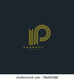 Letters I & P joint logo icon. Stroke letter vector element.